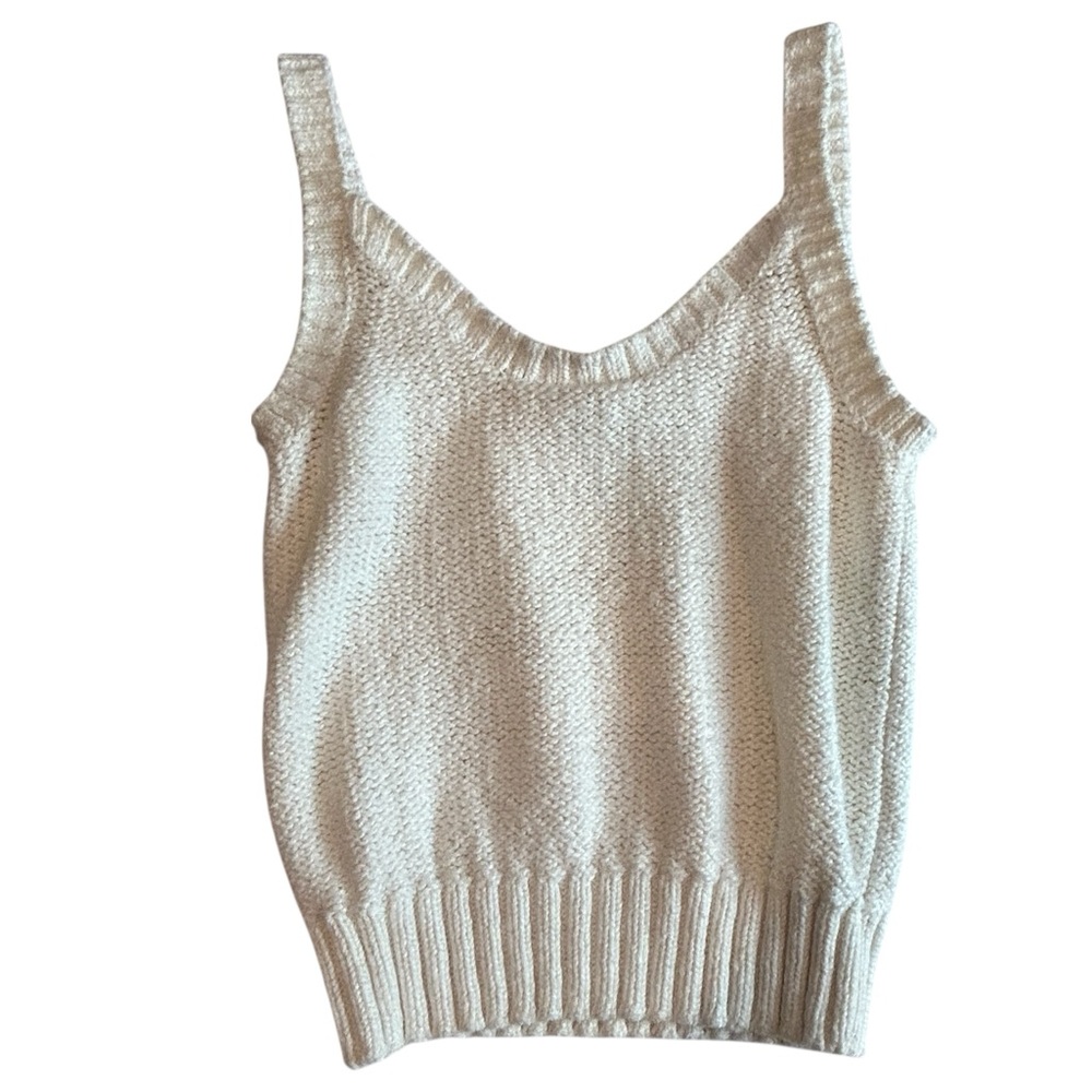 J.Crew Vintage White Knit Cotton Top Size Large Fits Like a Small